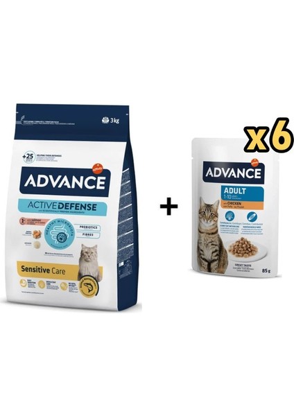 Somonlu Yetişkin Kedi Maması 3 kg + 6 Adet Advance Tavuklu Yetişkin Kedi Pouch Yaş Maması 85 gr