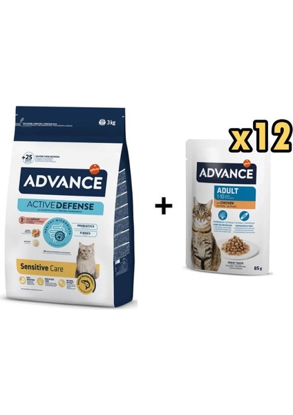 Somonlu Yetişkin Kedi Maması 3 kg + 12 Adet Advance Tavuklu Yetişkin Kedi Pouch Yaş Maması 85 gr