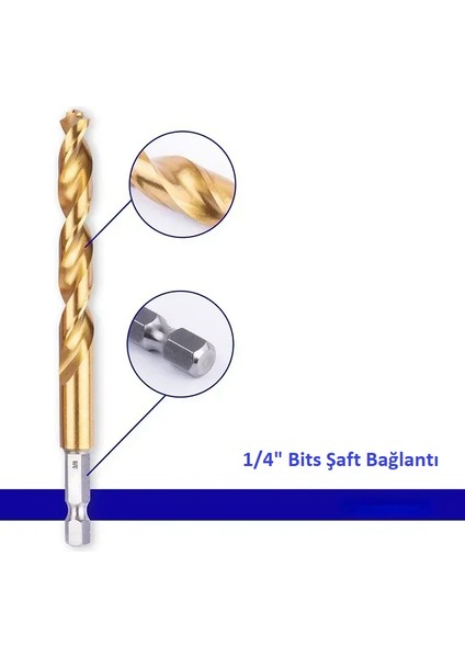 DT03 Tin Kaplı Bits Saplı Hss Delici Matkap Uç Seti 3 Parça