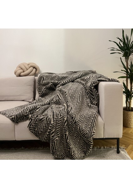 Peluş Örtü Kaymaz Koltuk Örtüsü Çizgi Desenli Koltuk Örtüsü 200 x 75 cm