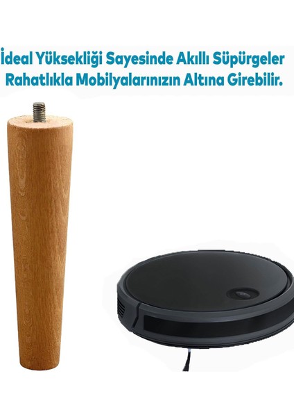 Ahşap Ayak Bağlantı Aparatlı Mobilya Koltuk Kanepe Sehpa Masa Ayağı Ayakları 4'lü Set M8 Civatalı Ahşap 12 cm