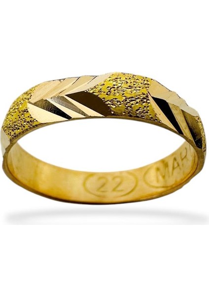 22 Ayar Altın 4 mm Burçak Modeli Çok Şık Alyans Yüzük