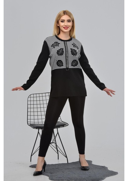 Çizgili Boncuk Işlemeli Aplike Nakışlı Bluz fiyatları