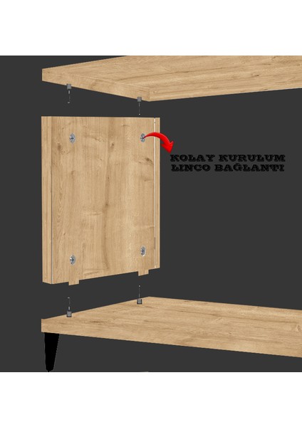 Deneb Mdf Atlantik Çam Rengi 4 Kapaklı(Panjur Kapak) Ahşap Ayaklı Kiler Dolabı