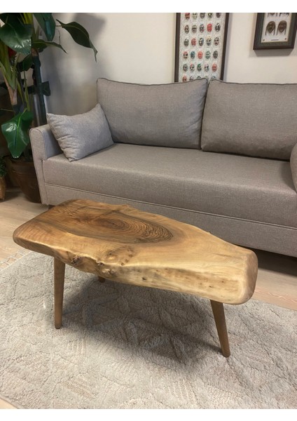 2180023 Ceviz El Yapımı Kütük Orta Sehpa 85 x 40, Yükseklik:46