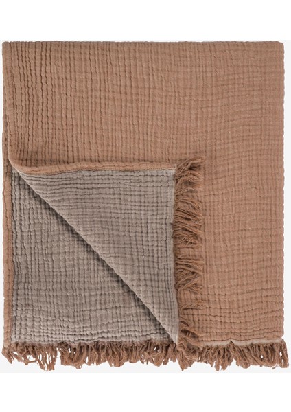 Cocoon %100 Pamuk 4 Kat Müslin Çift Kişilik Yatak Örtüsü Şeftali / Toz Pembe 200x220