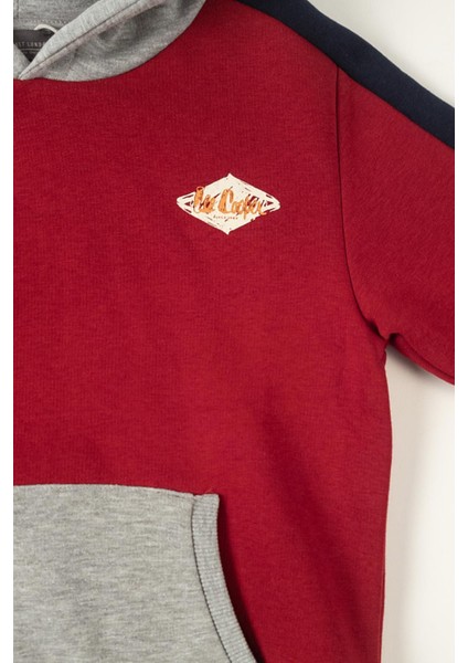 Mobo Erkek Çocuk Kapüşonlu Sweatshirt Kırmızı-Gri