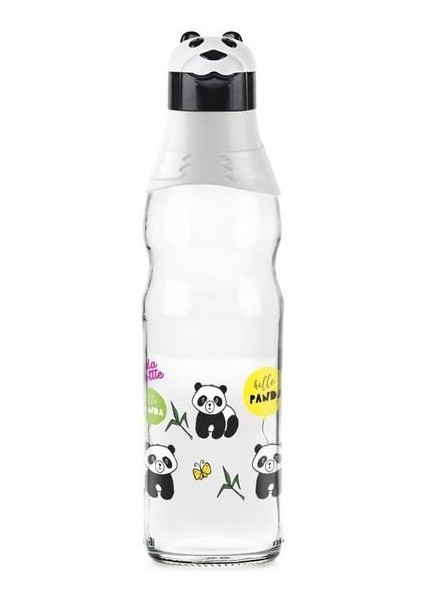Sevimli Panda Tasarımlı Cam Suluk Sızdırmaz 1000 ml (324324)