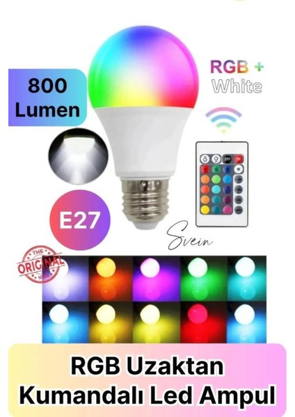 Uzaktan Kumandalı LED Ampul Renkli Ampül Rgb LED Renk Değiştiren LED Ampul Dimmerli 9W Rgb