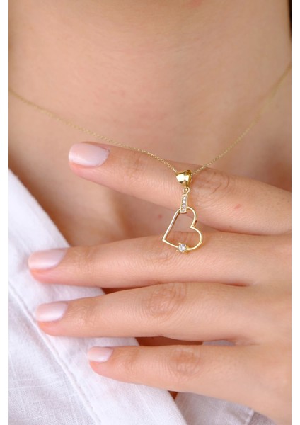 14 Ayar Altın Taşlı Kalpli Kolye Ucu fiyatları