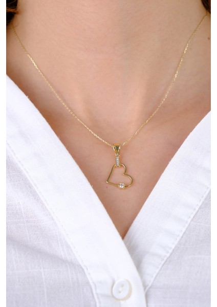 14 Ayar Altın Taşlı Kalpli Kolye Ucu fırsatları