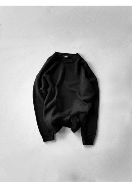 Unisex Oversize Yumuşak Dokulu Kazak Siyah