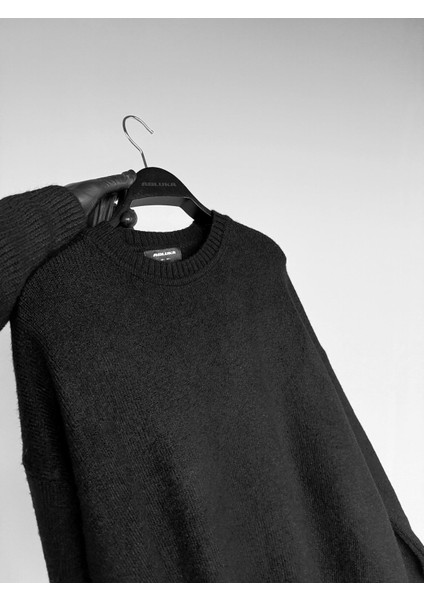 Unisex Oversize Yumuşak Dokulu Kazak Siyah fiyatları
