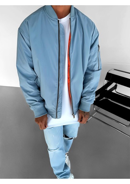 Erkek Basic Bomber Ceket Mavi modelleri