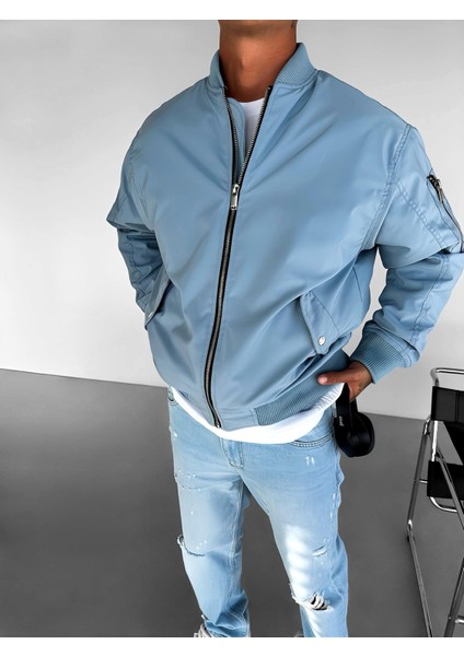 Erkek Basic Bomber Ceket Mavi fırsatları