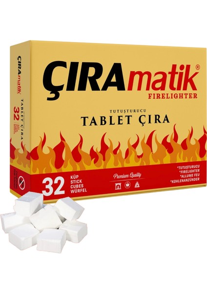 32'li Beyaz Tablet Çıra-Mangal ve Şömine Tutuşturucusu