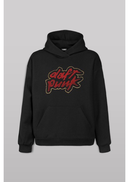 Unisex Sweatshirt Daft Punk Logo Homework Albüm Müzik Siyah Sweat Kapüşonlu Hoodie