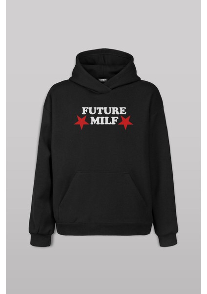 Siyah Sweatshirt Future Milf Y2K Kadın Sweat Kapüşonlu Hoodie