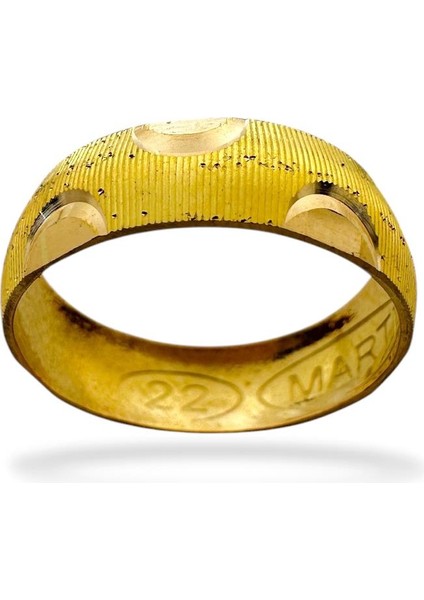 22 Ayar Altın 6 mm Kumlu Hilal Çok Şık Alyans Yüzük