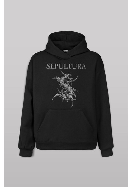 Sepultura Cavalera Metal Rock Music Brazil Müzik Baskılı Sweat Siyah Sweatshirt Kapüşonlu Hoodie