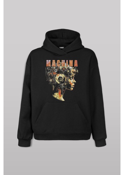Siyah Sweatshirt Machina Yapay Zeka Aı Computer Sweat Kapüşonlu Hoodie
