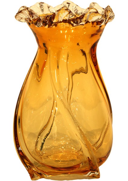 Cam Amber Boğumlu Küçük Vazo 12 x 12 x 19 cm