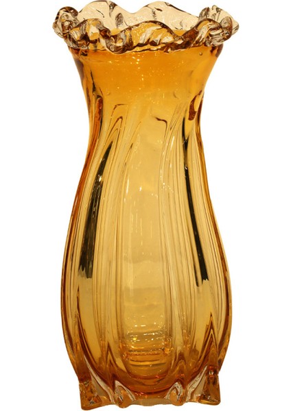Cam Amber Boğumlu Vazo 14,5 x 14,5 x 29 cm