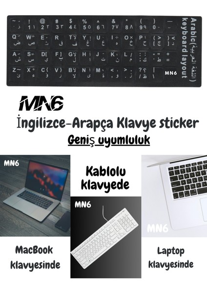 MAP01 Arapça Klavye Sticker/Kaliteli Pvc-3 Adet/Arapça Klavye Etiketi-notebook Pc Uymlu Klavye Sticker Tuş Takımı Arapça