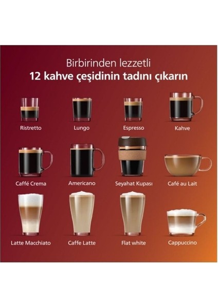 12 Lezzetli Kahve, Paslanmaz Çelik, 1500W, Krom, Lattego Süt Sistemi, Kahve Makinesi