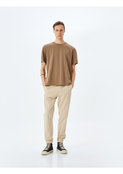 Kanvas Pamuklu Beli Bağcıklı Chino Cep Detaylı Jogger Pantolon