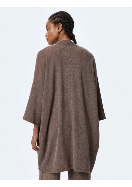 Viskon Karışımlı Rahat Kalıp Geniş Uzun Kollu Kimono fırsatları