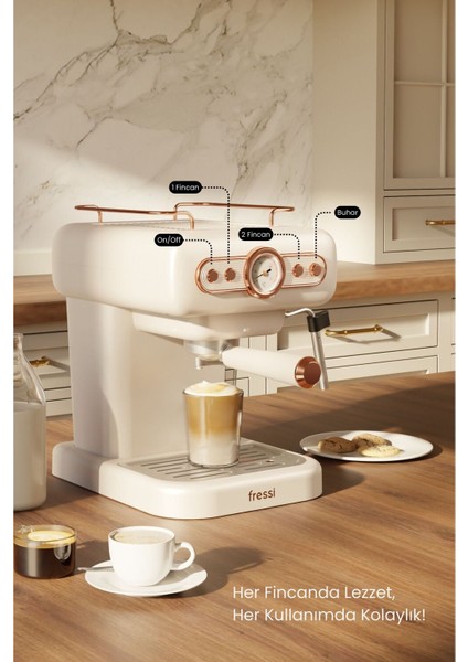 Em-01 Ristretto Süt Köpürtücülü 20BAR Basınçlı Espresso Latte Cappuccino Americano Makinesi 1,2lt