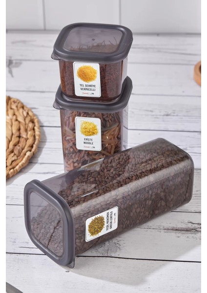 Dina 64 Parça Kare Erzak ve Bakliyat Saklama Kabı Baharat Seti 8X(300ML500ML1100ML1700ML) Etiketli