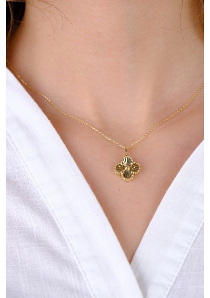 14 Ayar Altın Yonca Kolye Ucu