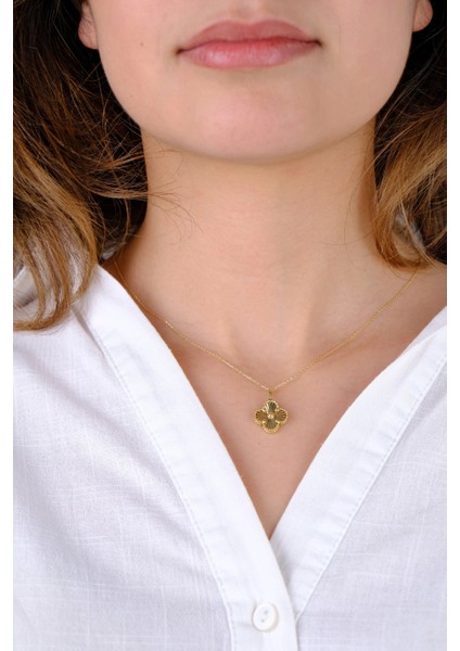 14 Ayar Altın Yonca Kolye Ucu modelleri