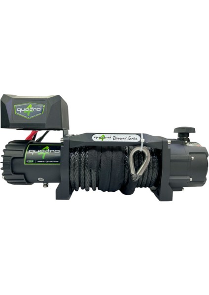 12V 13500 Lb Siyah Sentetik Halatlı Off-Road 4x4 Vinç (Siyah Halatlı)