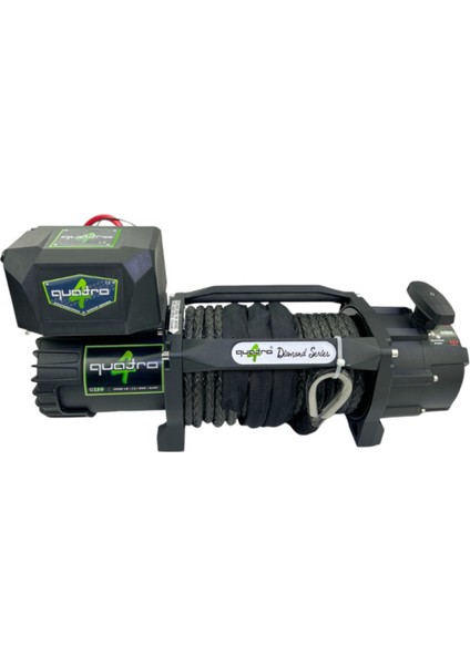 12V 13500 Lb Siyah Sentetik Halatlı Off-Road 4x4 Vinç (Siyah Halatlı)