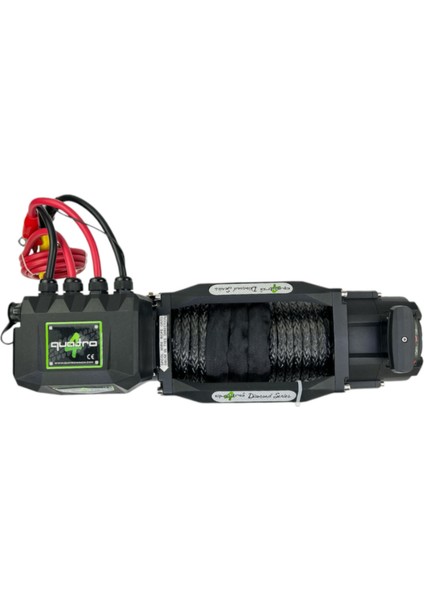 12V 13500 Lb Siyah Sentetik Halatlı Off-Road 4x4 Vinç (Siyah Halatlı)