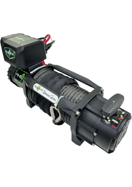 12V 13500 Lb Siyah Sentetik Halatlı Off-Road 4x4 Vinç (Siyah Halatlı)