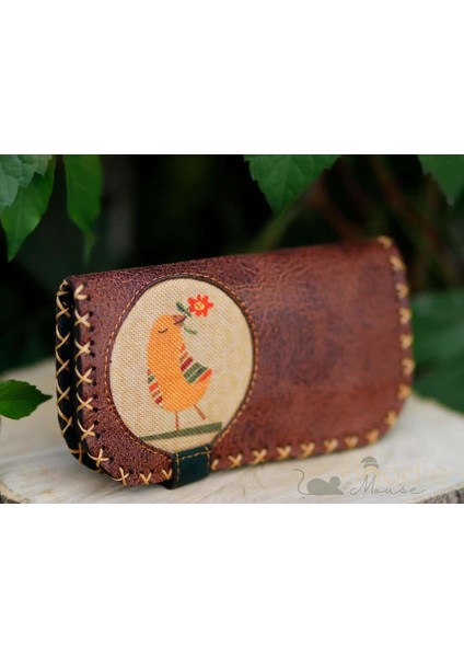 Kuş Figürlü Büyük Cüzdan Etnik Bohem Retro Vintage Style - Kahverengi