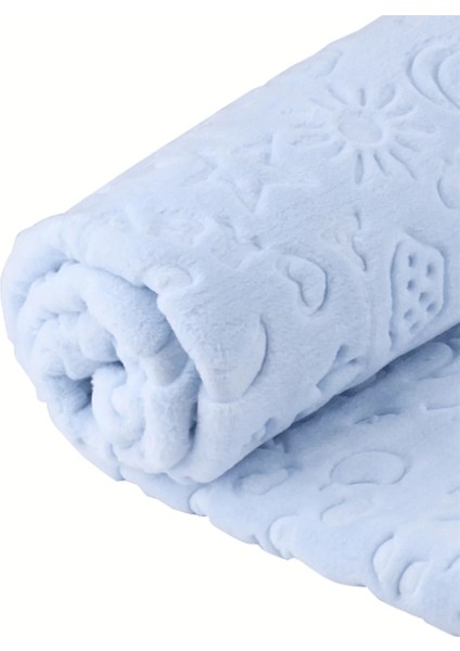 Yumuşak Peluş Uzay Deseni Kabartmalı Mavi Bebek Battaniyesi fırsatları