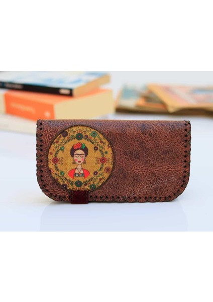 Frida Figürlü Büyük Cüzdan Etnik Bohem Retro Vintage Style - Kahverengi