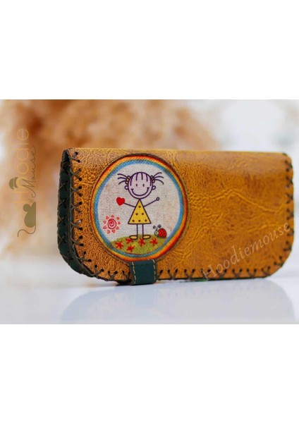 Cin Ayse Figürlü Büyük Cüzdan Etnik Bohem Retro Vintage Style - Hardal