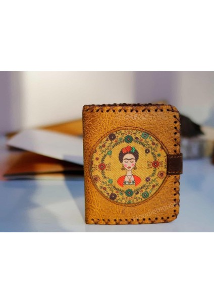 Frıda Figürlü Küçük Cüzdan Etnik Bohem Retro Style - Hardal