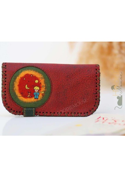 Küçük Prens Figürlü Büyük Cüzdan Etnik Bohem Retro Vintage Style - Bordo