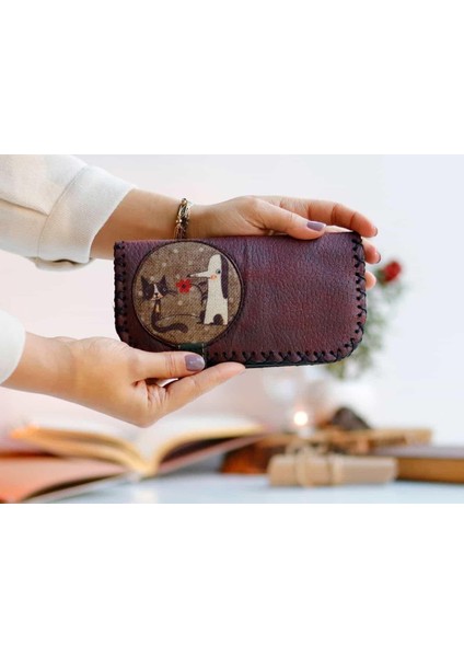 Tilki Figürlü Büyük Cüzdan Etnik Bohem Retro Vintage Style - Bordo fiyatları