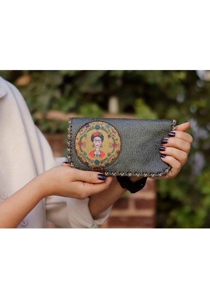 Frida Figürlü Büyük Cüzdan Etnik Bohem Retro Vintage Style - Yesıl fiyatları