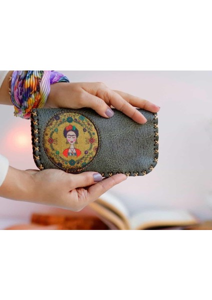 Frida Figürlü Büyük Cüzdan Etnik Bohem Retro Vintage Style - Yesıl modelleri