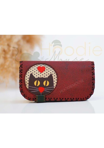 Kedi Aşkı Figürlü Büyük Cüzdan Etnik Bohem Retro Vintage Style - Bordo fiyatları