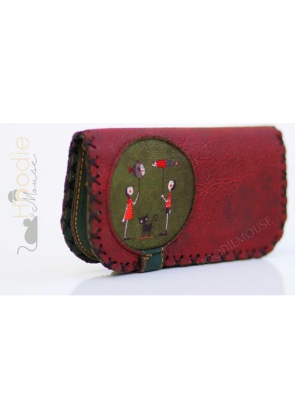 Balon Tutan Kız Figürlü Büyük Cüzdan Etnik Bohem Retro Vintage Style - Bordo modelleri